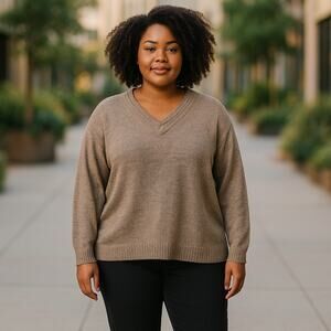 By Design Womens‎ Sweater Sz 3X Sugar Cookie Rainbow Cableknit V-Neck Pullover